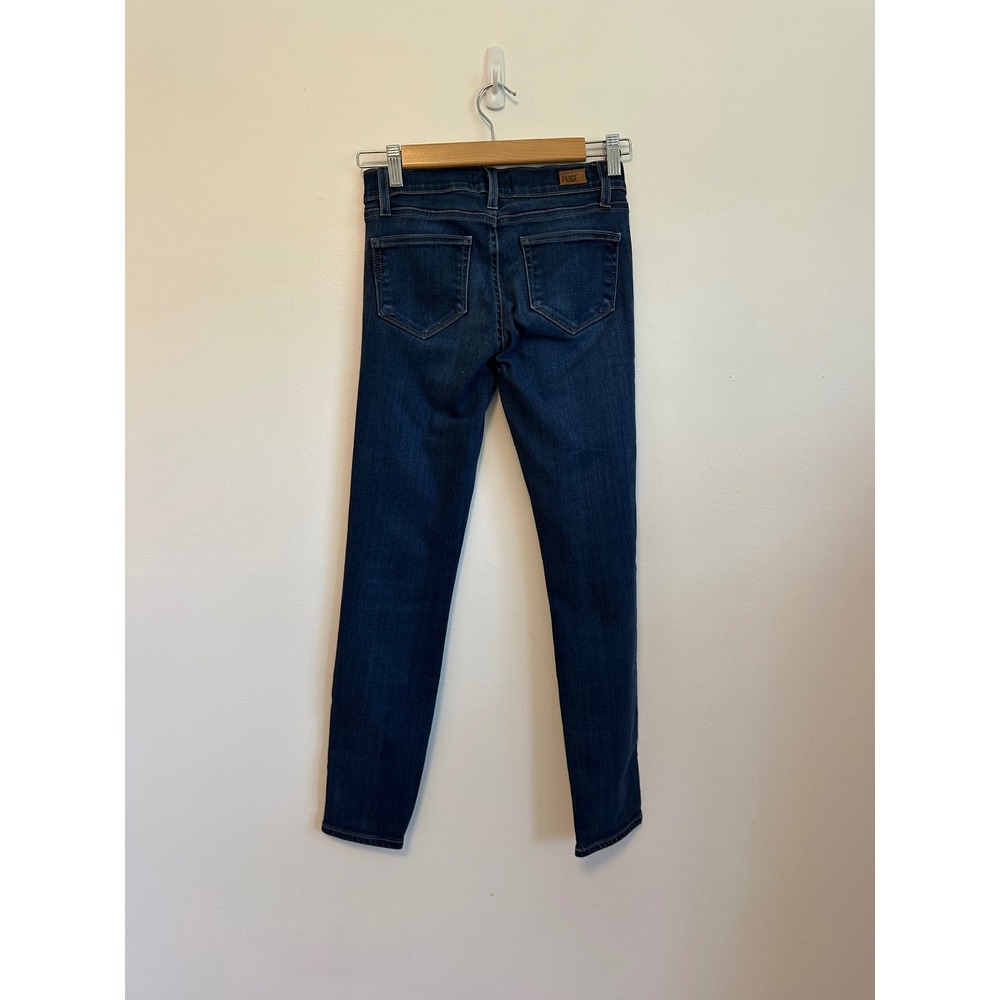 Paige Verdugo Ankle Mid Rise Skinny Jeans in Dark Wash Blue Denim | Size 25 - Picture 3 of 8